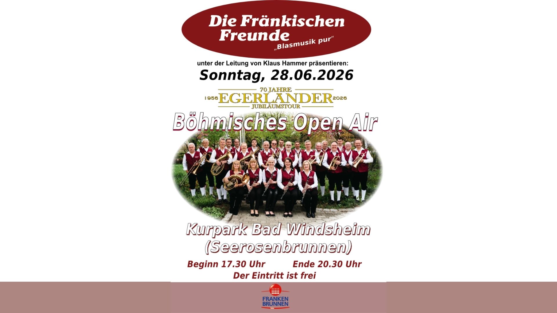 Plakat zum Promenadenkonzert mit den Fränkischen Freunden.